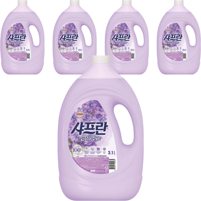 샤프란 플러스 섬유유연제 릴렉싱아로마 본품, 3.1L, 5개