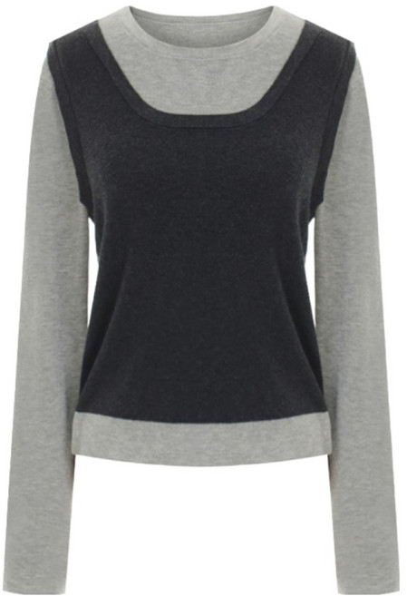 샐리 컬러 배색 레이어드 울 니트 I6A-CKN007