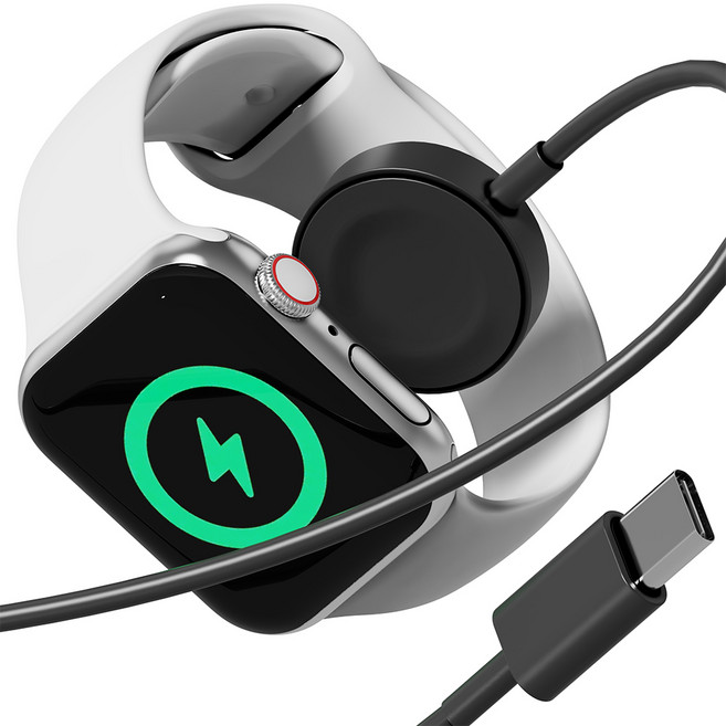누아트 애플워치 호환 C타입 맥세이프 무선 충전기 케이블 충전독, 블랙, 1개