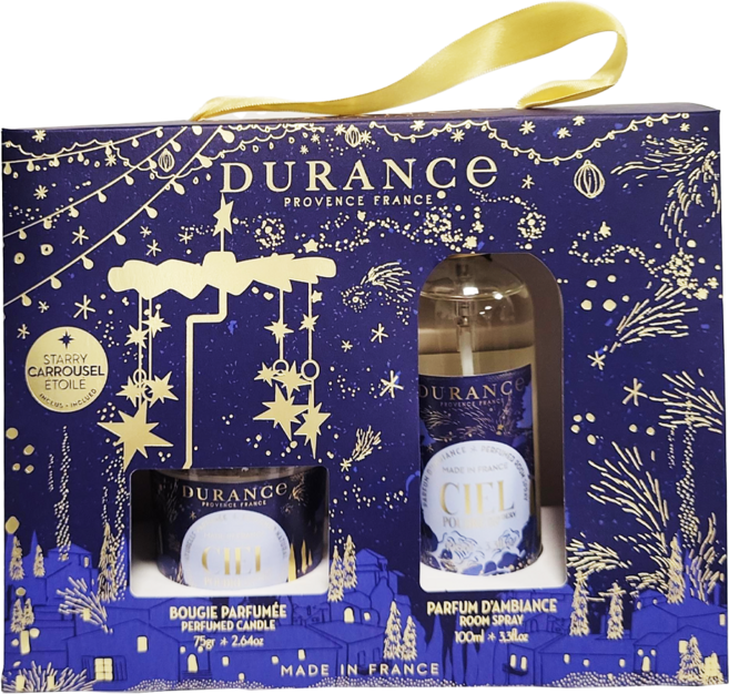 DURANCE 朵昂思 漫天星星香氛禮盒 蠟燭 75g + 居家噴霧100ml + 旋轉燭罩, 迷霧星空, 漫天星星