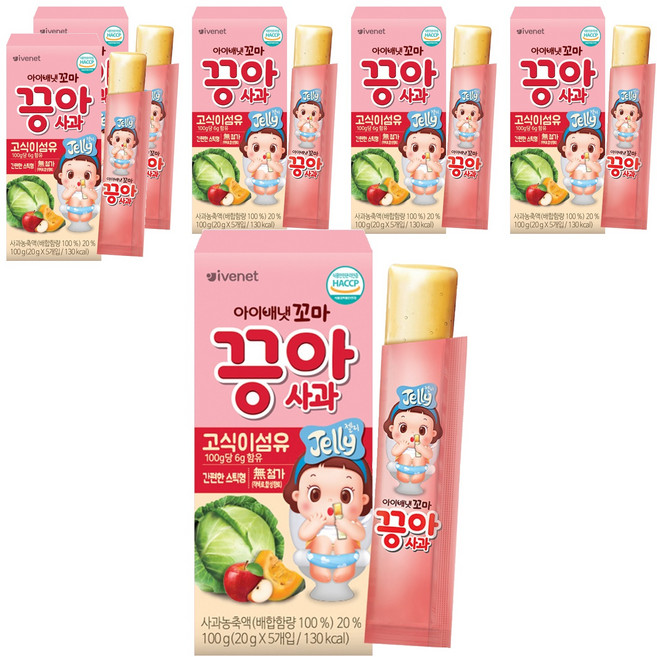 아이배냇 꼬마 끙아젤리, 6개, 사과, 100g