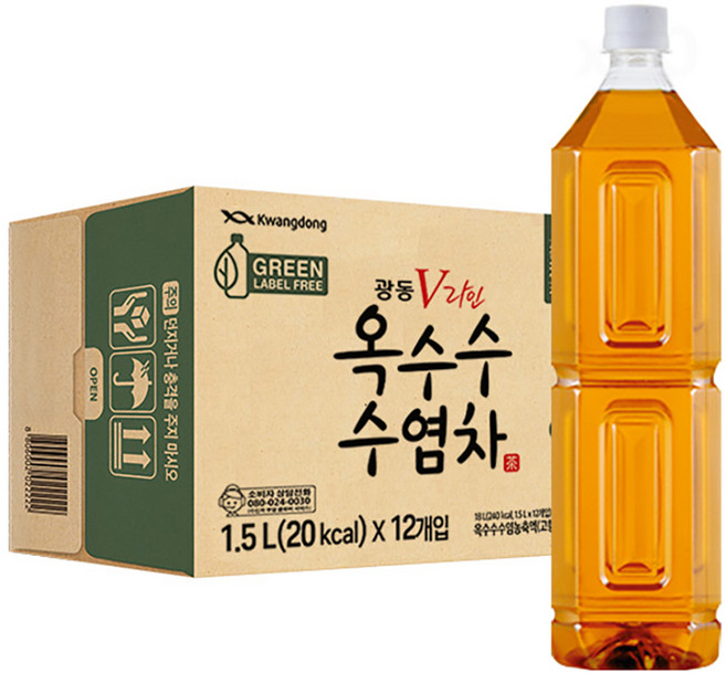 광동옥수수수염차 무라벨, 1.5L, 12개