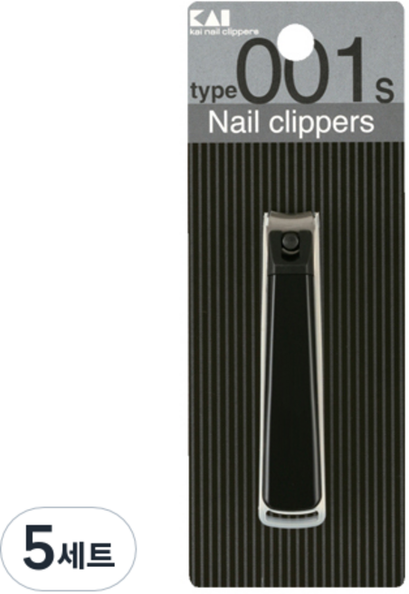 카이 손톱깎이 + 투명케이스 세트 S, 블랙, 5세트
