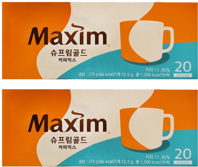 Maxim 麥心 典藏精品拿鐵咖啡, 13.5g, 20包, 2盒