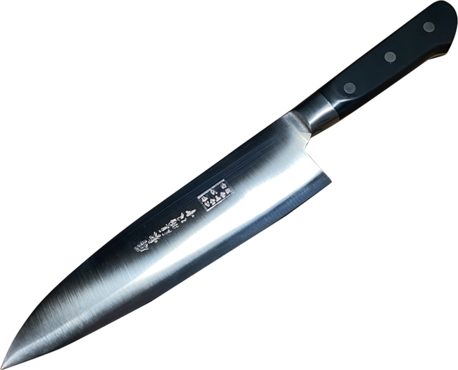 雙中鐵店 自製V金 銀三G10柄三合鋼牛刀 附一般黑色塑料夾式刀鞘, 1個