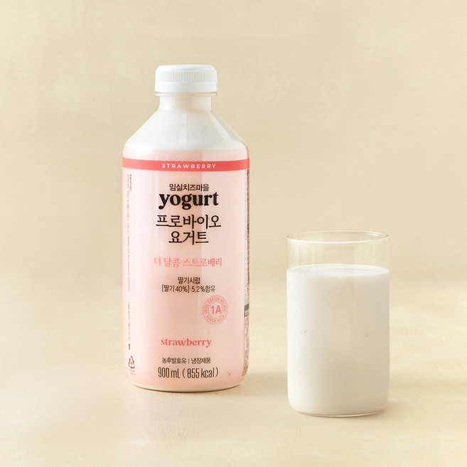 숲골 임실치즈마을 프로바이오 요거트 딸기, 900ml, 1개입, 1개