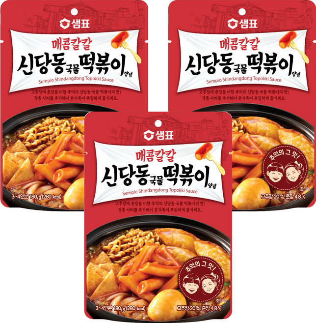 샘표 매콤칼칼 신당동 국물 떡볶이 양념, 180g, 3개