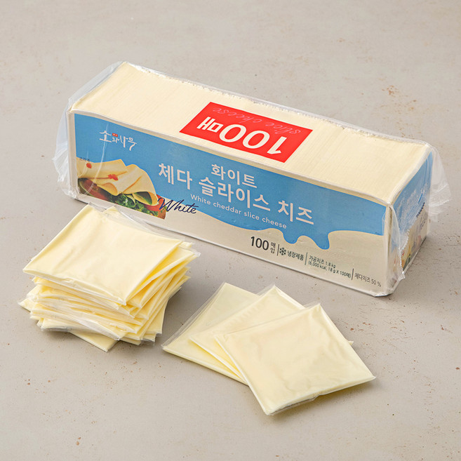 소와나무 화이트 체다 슬라이스 치즈, 18g, 100개입, 1개