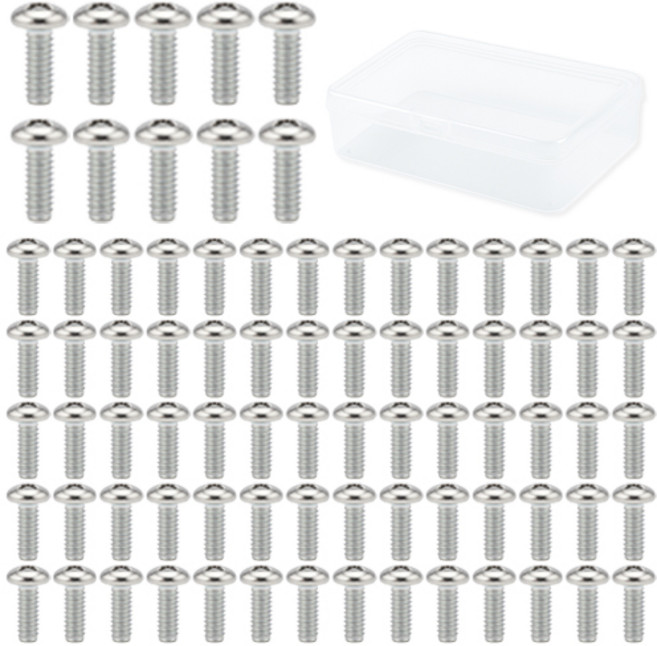 OON 탄소강 둥근머리 볼트 80p + 투명케이스 세트, 1세트, M4, 40mm