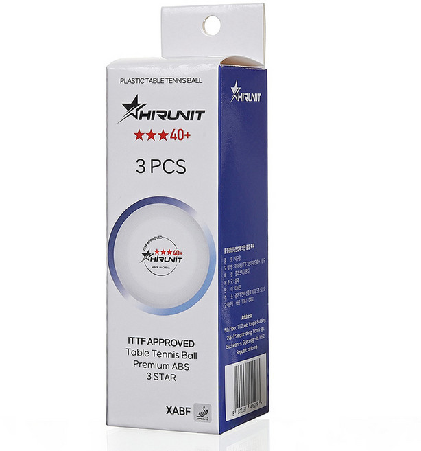 하이러닛 3STAR 프리미엄 ABS 40+ 시합 탁구공, 화이트, 3개입, 1개