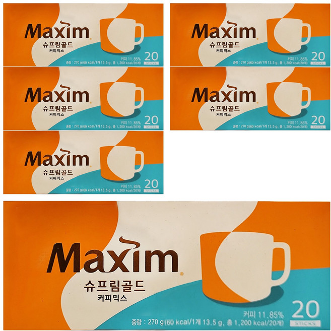 Maxim 麥心 典藏精品拿鐵咖啡, 13.5g, 20包, 6盒