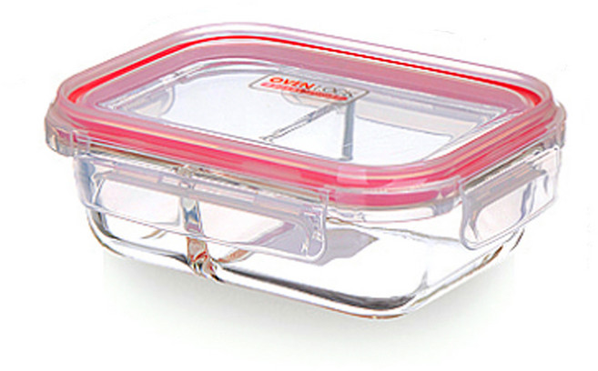 아트웨어 찬통 직사각 2구 나눔 640ml, 혼합 색상, 1개