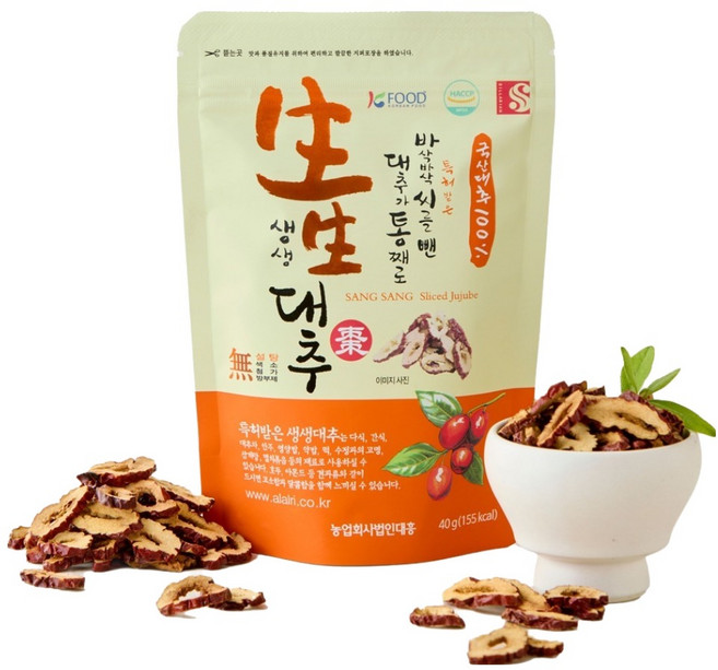 생생대추 국산 대추칩 슬라이스, 1개, 40g