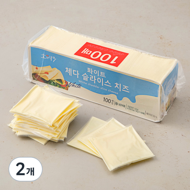 소와나무 화이트 체다 슬라이스 치즈, 18g, 100개입, 2개