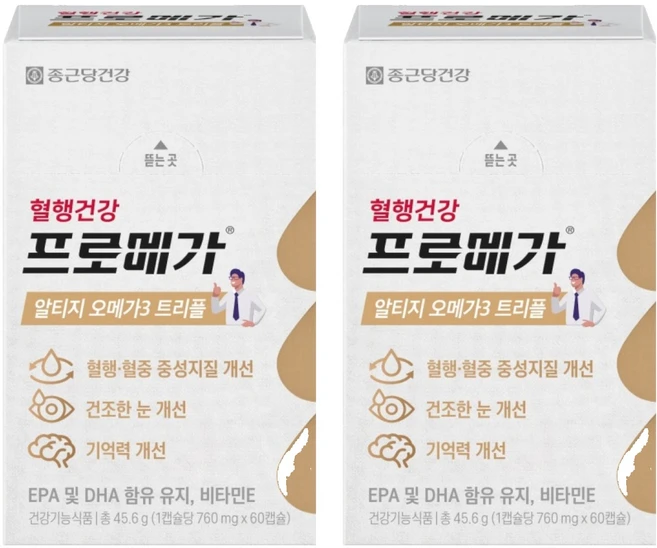 프로메가 종근당건강 알티지 오메가3 트리플 45.6g, 60정, 2개 - 쿠팡