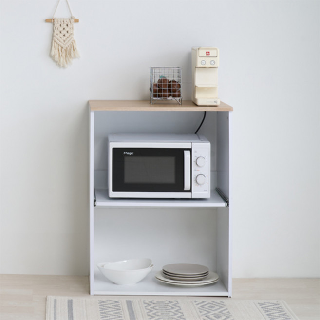 제우스가구 국내제작 마지 DIY 800 렌지대 수납장, 내츄럴화이트, 2단