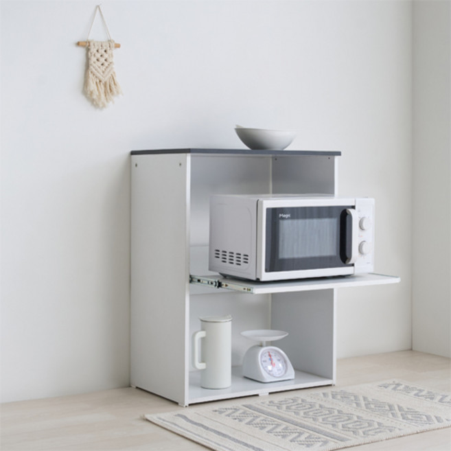 제우스가구 국내제작 마지 DIY 800 렌지대 수납장, 블랙화이트, 2단