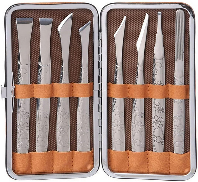 足部護理美甲8件組, 銀色, 1組