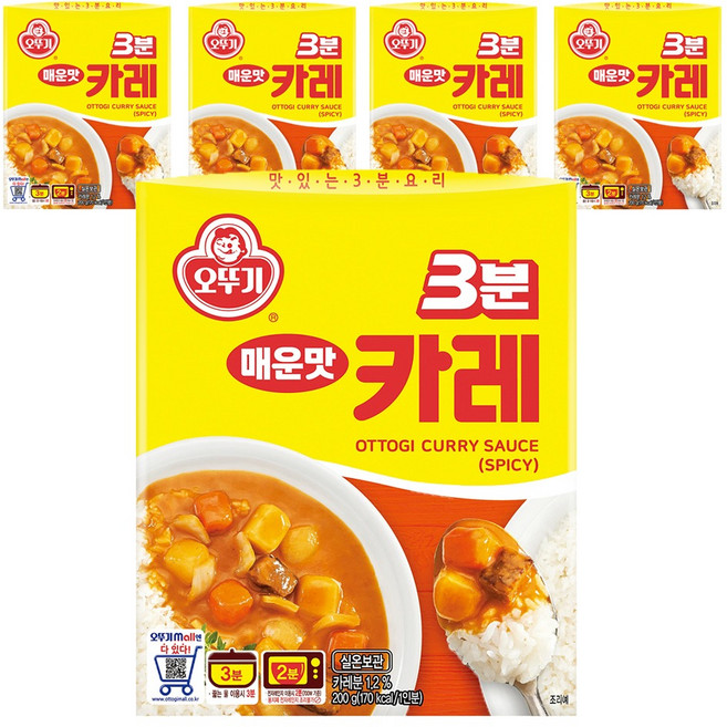 오뚜기3분 카레 매운맛, 200g, 5개