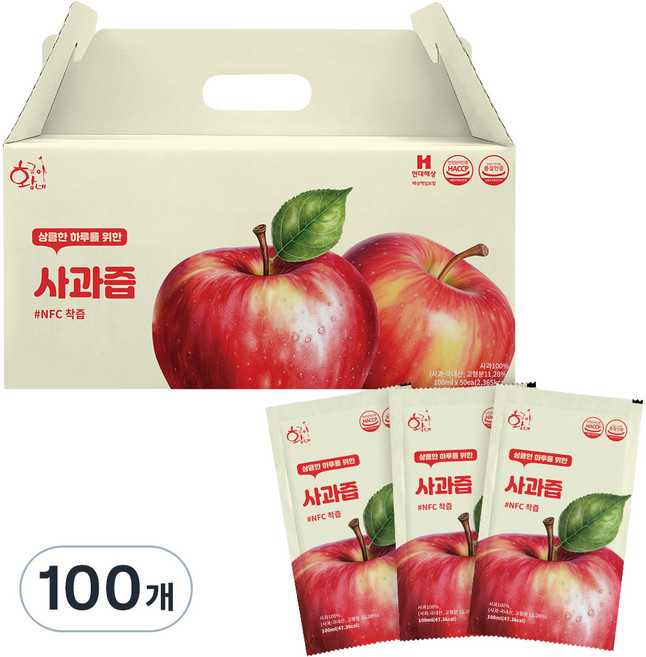 황금이네 사과즙, 100ml, 100개