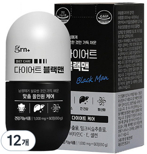 GRN 다이어트 블랙맨 60g, 60정, 12개