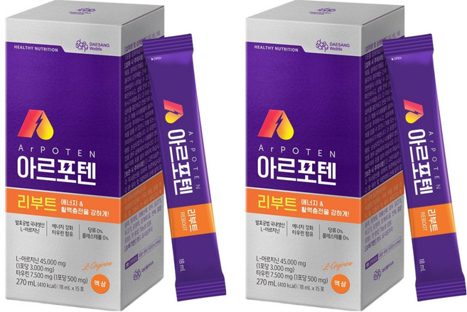 대상웰라이프 정품 아르포텐아르지닌 리부트, 270ml, 2개