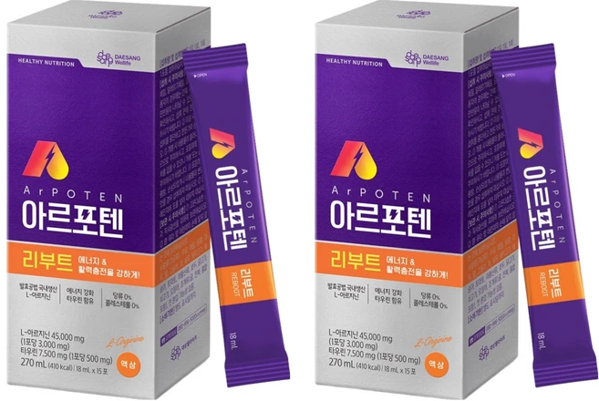 대상웰라이프 정품 아르포텐아르지닌 리부트, 270ml, 2개 - 쿠팡