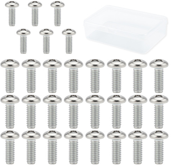 OON 탄소강 둥근머리 볼트 30p + 투명케이스 세트, 1세트, M8, 25mm