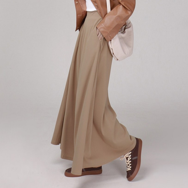 Cotton Closet 女款喇叭寬版褲裙 彈性鬆緊帶裙褲