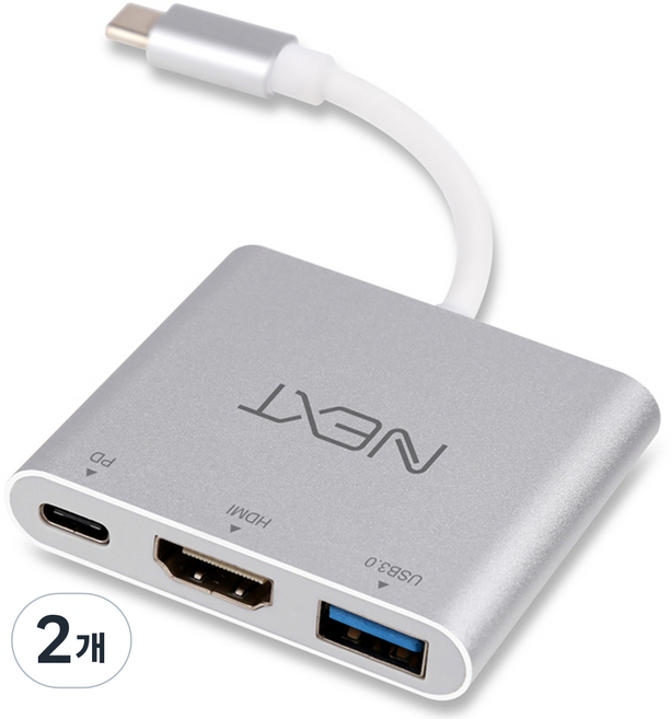 넥스트유 USB Type C to HDMI + USB 3.0 + PD 변환 아답터, NEXT-411TCH, 2개