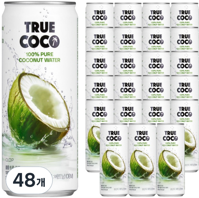 클룹 트루코코 퓨어 코코넛워터, 330ml, 48개