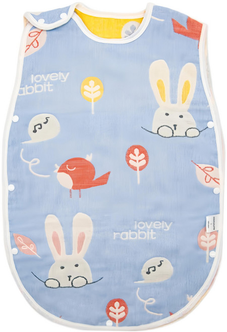 OhBabyLying 讓寶寶躺躺 6層紗防踢被, 藍底兔兔