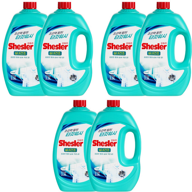 쉬슬러 프레쉬클린 실내건조 세탁세제 본품, 2.5L, 6개
