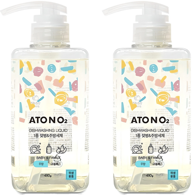 아토앤오투 젖병&주방세제 무향, 480g, 2개