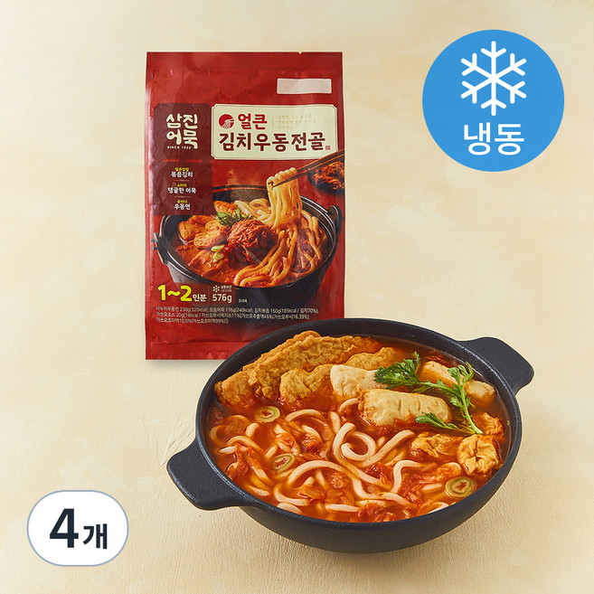 삼진어묵 얼큰 김치우동전골 (냉동), 576g, 4개