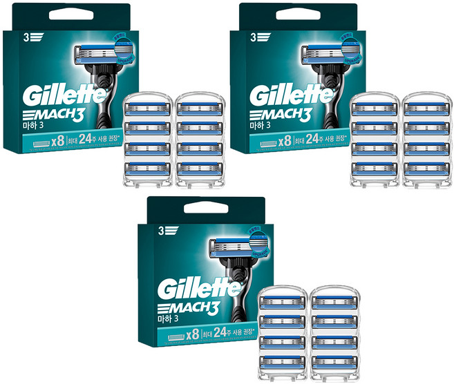질레트 정품 마하3 면도날, 8개입, 3개