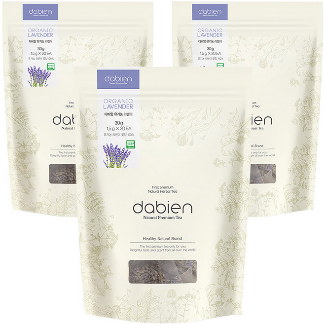 다비앙 유기농 라벤더 생분해티백 침출차, 1.5g, 20개입, 3개