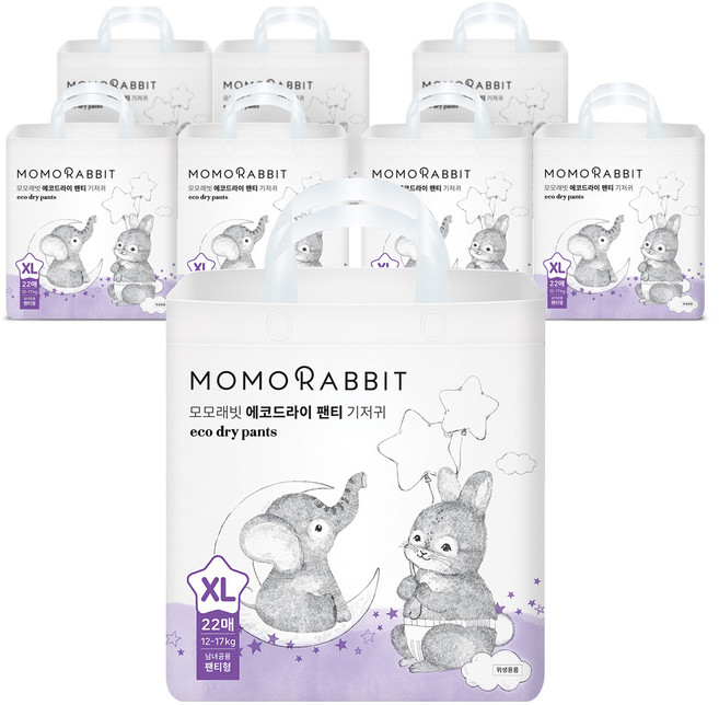 모모래빗 에코드라이 팬티형 기저귀 남여공용, 특대형(XL), 176매