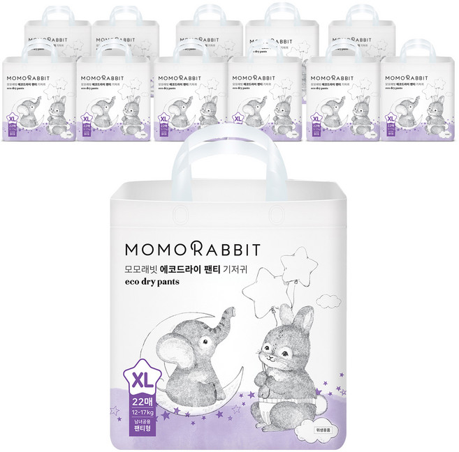 모모래빗 에코드라이 팬티형 기저귀 남여공용, 특대형(XL), 264매