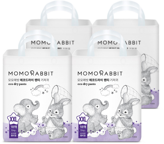 모모래빗 에코드라이 팬티기저귀, 점보형(2XL), 72매