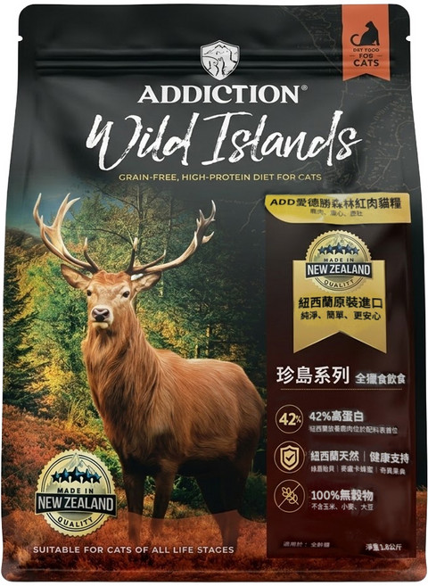 ADDICTION 自然癮食 全齡貓 無穀飼料, 森林野牧鹿 鹿肉, 1.8kg, 1包