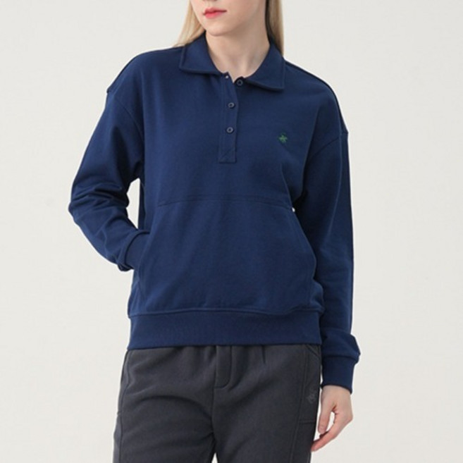 비버리힐스폴로클럽 여성용 자수로고 카라 맨투맨