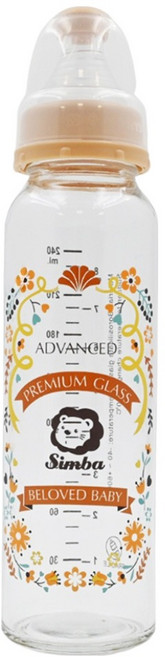 Simba 小獅王辛巴 蘿蔓晶鑽標準玻璃大奶瓶, 咖啡, 240ml, 1個