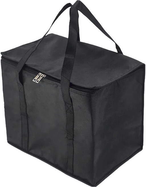 小麥購物 保溫袋 超大容量設計 保溫保冰 鋁箔內裡 堅固提手, 黑色, 1組