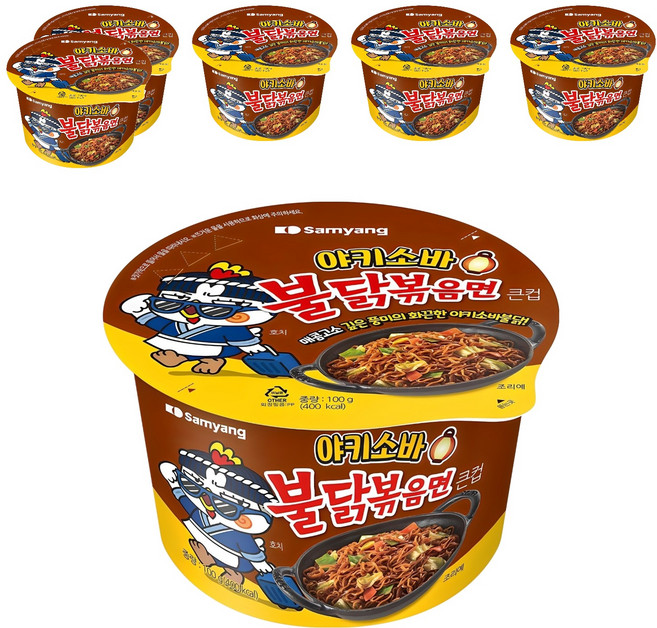 불닭볶음면 야키소바 큰컵라면 100g, 6개