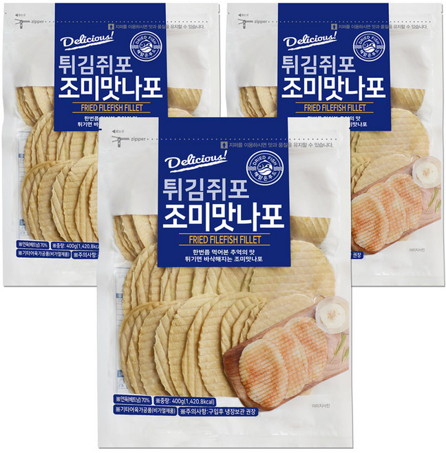 해맑은푸드 맛나포 튀김쥐포, 400g, 3개