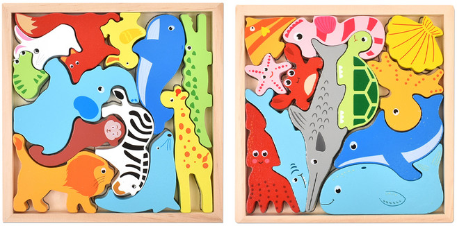 발란스 원목퍼즐세트 동물 + 바다 세트, 1세트, 24피스