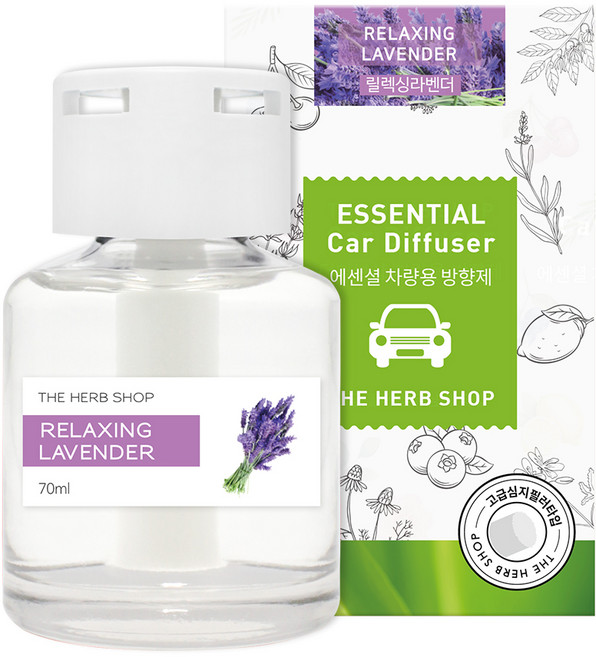 더허브샵 에센셜 차량용 디퓨저 70ml 본품, 릴렉싱라벤더, 1개