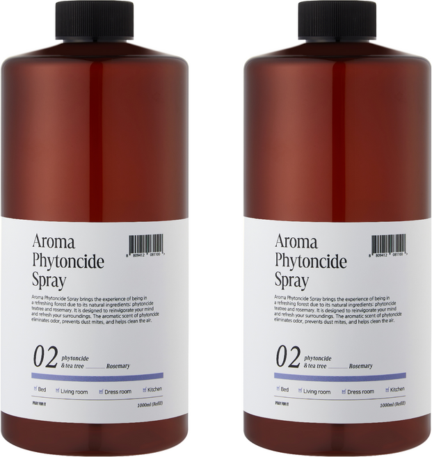 프레이포잇 탈취 스프레이 리필 아로마 피톤치드, 1L, 2세트