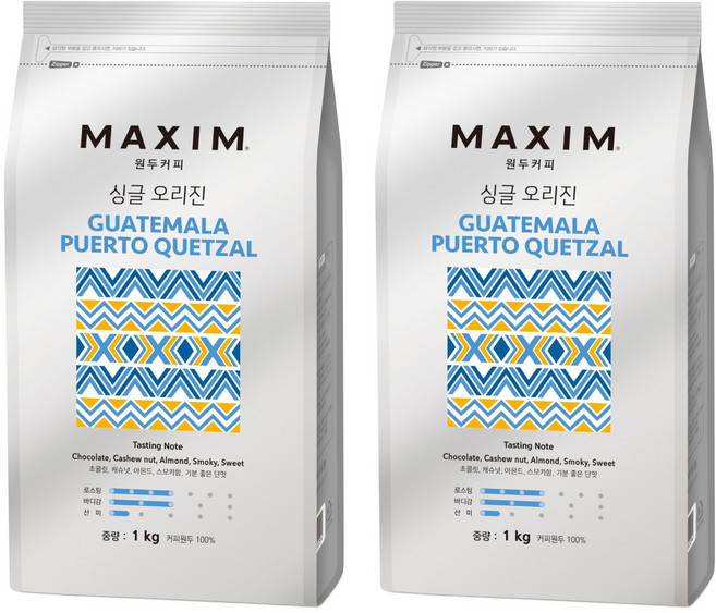 맥심 싱글 오리진 과테말라 푸에르토 케찰 커피원두, 1kg, 1개입, 2개